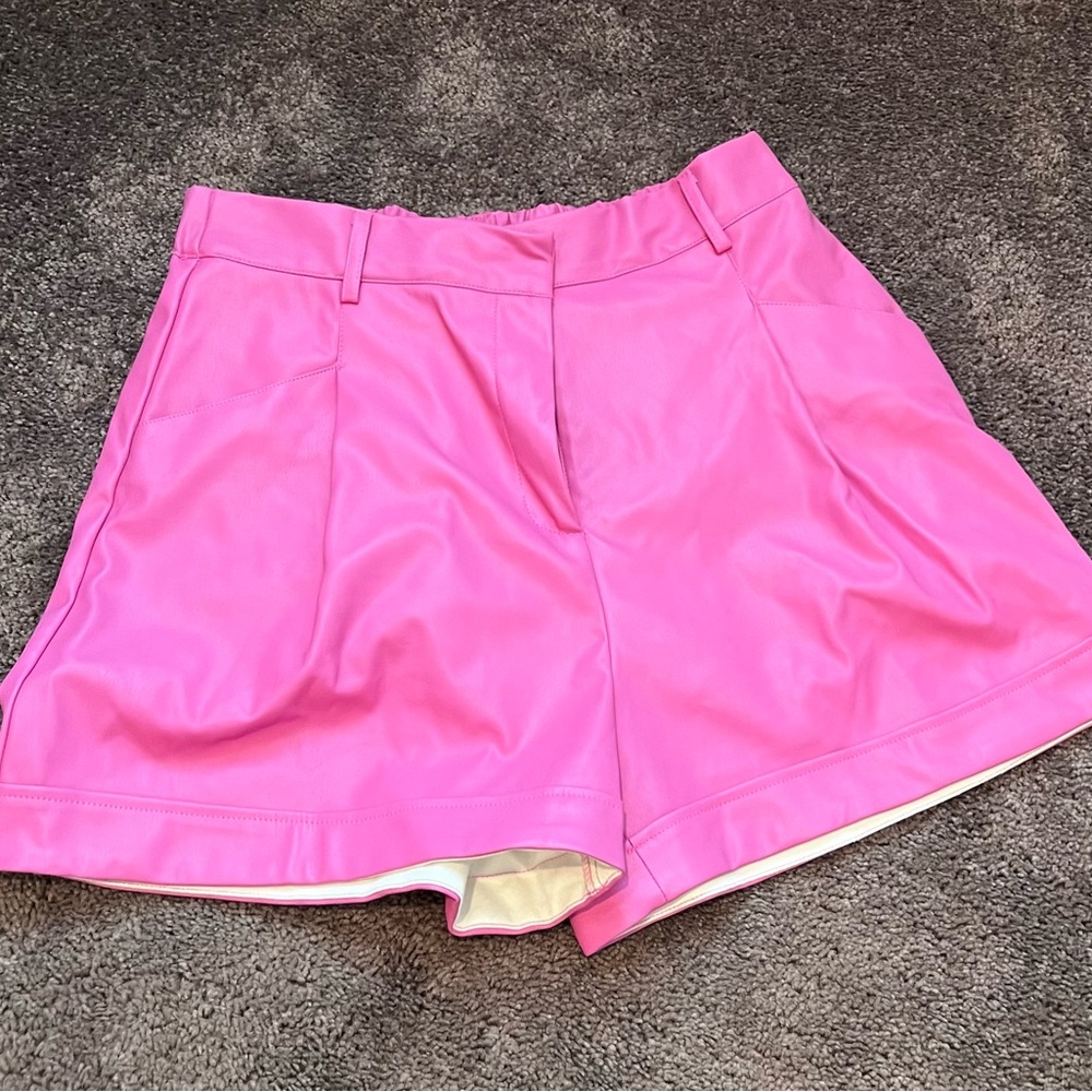 GLAM Faux Leather Shorts PINK NWT